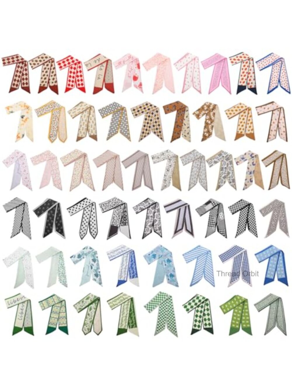 54 Pc Satin Silk Neck Scarves Set Boho Headbands Hair Wraps